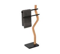 Relaxdays Porte-Serviettes, 2 Barres Horizontales, H x L x P : 86 x 37 x 18 cm, pour la Salle de Bain, Noir et Nature