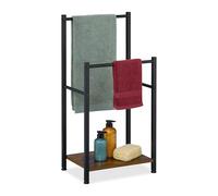 Relaxdays Porte-Serviettes, 2 Barres, Non Fixe, H x L x P : 80 x 40 x 28 cm, pour la Salle de Bain, Marron et Noir