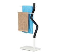 Relaxdays Porte-Serviettes, 2 Barres, pour Les torchons et Serviettes, Acier & MDF, HxLxP : 85x43,5x20 cm, Noir/Blanc