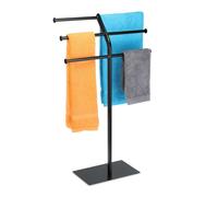 Relaxdays Porte-Serviettes 3 Barres 6 Serviettes, sur Pied, Salle de Bain, Cuisine, Fer, HLP : 87x50,5x20,5 cm, Noir