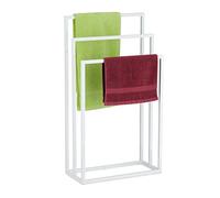 Relaxdays Porte-Serviettes, 3 Barres, Acier, H x L x P : 82,5 x 46 x 21 cm, Support sèche-draps de Bain à Poser, Blanc