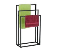 Relaxdays Porte-Serviettes, 3 Barres, Acier, H x L x P : 82,5 x 46 x 21 cm, Support sèche-draps de Bain à Poser, Noir