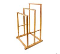 Relaxdays Porte-Serviettes sur pied support 3 Barres HxlxP : 82,5 x 42 x 42,5 cm en bambou salle de bain serviteur de chambre, nature