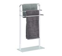 Relaxdays, blanc Porte 3 barres, métal chromé, support serviettes design moderne, HxlxP 80x45x20 cm, argenté, verre, 80 x 45 x 20 cm