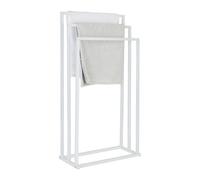 Relaxdays Porte-Serviettes sur Pied métal 3 Barres Blanche 84 x 44 x 21,5 cm Salle de Bains