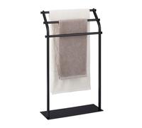 Relaxdays Porte-serviettes 3 barres acier noir 86 x 51 x 19 cm antidérapant