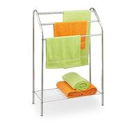 Relaxdays Porte-Serviettes, 3 Barres, Non Fixe, étagère, Acier, HxLxP: 83,5x57,5x25,5 cm, sèche-Serviettes, argenté