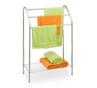 Relaxdays Porte-Serviettes, 3 Barres, Non Fixe, étagère, Acier, HxLxP: 83,5x57,5x25,5 cm, sèche-Serviettes, argenté