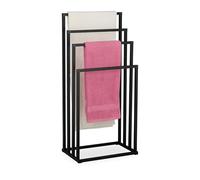 Relaxdays Porte-Serviettes, 4 Barres spacieuses, Non Fixe, pour la Salle de Bain, H x L x P : 96,5 x 45 x 29 cm, Noir