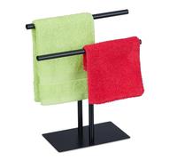 relaxdays Porte-Serviettes, Deux Barres, H x L x P : 31 x 28,5 x 12 cm, pour la Salle de Bain et la Cuisine, Noir