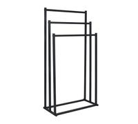 Porte-Serviettes Relaxdays, H x L x P : 86 x 44 x 21 cm, métal, 3 Barres, Salle de Bains, Porte-Serviettes à Poser, Noir
