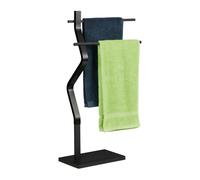 Relaxdays Porte-Serviettes au Design Original, 2 Barres en métal, Acier et MDF, H x L x P : 85 x 43,5 x 20 cm, Noir