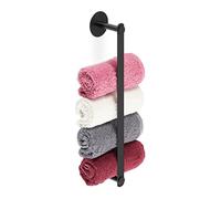 Relaxdays Porte-Serviettes autoadhésif en INOX, pour la Salle de Bain,sans perçage, HLP : 5,5 x 40,5 x 7 cm, Noir