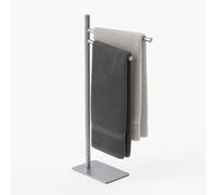 Relaxdays Porte-Serviettes, Non Fixe, 2 Barres Mobiles, H x L x P : 78 x 33,5 x 14 cm, pour la Salle de Bain, argenté