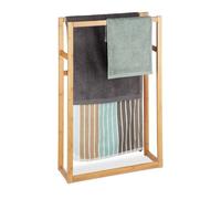 Relaxdays Porte-serviettes en bambou sur pied 3 barres H90×L60×P20 cm Naturel