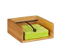 Relaxdays Porte-Serviettes de Table, en Bambou, avec élément de lestage, Plat, Distributeur, Support, Nature