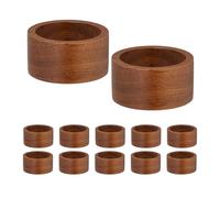 Relaxdays Porte-Serviettes de Table, Lot de 12, Bois, 2,5 x 5 cm, Rond pour Serviette en Papier ou Tissu, Marron