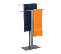Relaxdays Porte-Serviettes, Deux Barres en Forme de T, HxLxP : env. 82 x 50 x 19 cm, Salle de Bain et Chambre, Fer, Gris