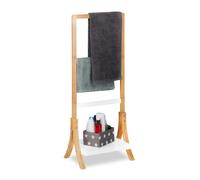 relaxdays Porte Pied, Support pour Serviettes de Bain, 3 Barres, Bambou Rangement, 103x41x28 cm, Nature, MDF, 103 x 41 x 28 cm