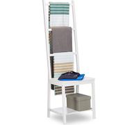 relaxdays Porte-serviettes en bambou blanc
