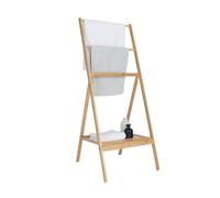 Relaxdays Porte-Serviettes en Bambou, Pliable, avec étagère, 3 Barres, H x L x P : 112 x 55 x 44,5 cm, Nature