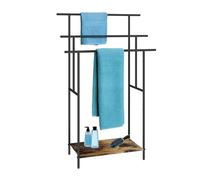 Relaxdays Porte-Serviettes Industriel sur Pied avec Tablette, 100x68x30 cm, Marron/Noir