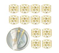 Relaxdays Porte-Serviettes, Lot de 12, Design géométrique, pour Serviette en Papier ou Tissu,. HD : 3x4,5 cm, doré