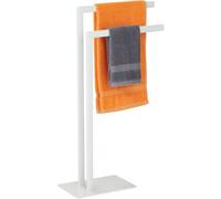 Relaxdays - Porte-serviettes Non Fixe, 2 Barres, Acier, H X L X P : Env. 81 X 48 X 20 Cm, Pour sélle De Bain, Blanc