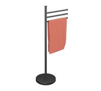Relaxdays Porte-Serviettes, 3 Barres pivotantes, H x L x P : 85,5 x 42 x 22 cm, pour la Salle de Bain, Noire