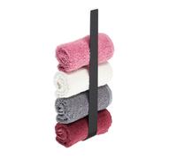 Relaxdays Porte-serviettes sans perçage, en inox, ne rouille pas, barre autoadhésive pour la salle de bain, 36 cm, noir
