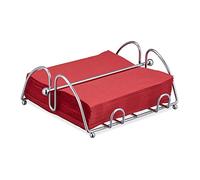 Relaxdays Porte-Serviettes, Serviettes de 33x33cm, aspect acier inoxydable, Support serviettes, métal, argenté
