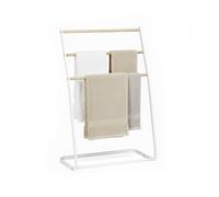 Relaxdays Porte-Serviettes sur Pied 3 barreaux, échelle Porte-vêtements en Fer Blanc, 86x58x30 cm