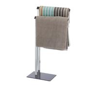 Relaxdays Anthracite Porte Pied, Support pour Serviettes de Bain 2 Barres, 82 x 46 x 20 cm, Chrome, Acier