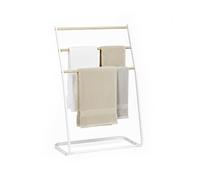 Relaxdays Porte-Serviettes sur Pied 3 barreaux, échelle Porte-vêtements en Fer Blanc, 86x58x30 cm