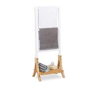 Relaxdays Porte-Serviettes sur Pied, 3 Bras, Salle de Bain, Support Valet, serviteur HxlxP: 104 x 41 x 28,5 cm, Blanc, Plastique