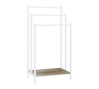 Relaxdays Porte-Serviettes sur Pied Aspect Bois, 3 Barres, HxLxP : 81x43x28 cm, Naturel/Blanc