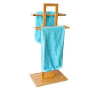 Relaxdays Porte-serviettes sur pied en bambou, H x L x P : env. 85 x 37 x 25 cm, pour la salle de bain, nature