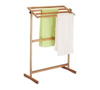 Relaxdays Porte-Serviettes sur Pied, sèche-Serviettes avec 4 Barres, HLP: 98x66x31 cm, Support Serviettes, Noyer, Nature