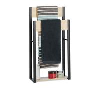 Relaxdays Porte-Serviettes Sur Pied Design U 2 Étagères Support Serviettes de Bain SDB 86x45x19cm, Bois+Acier, Nature