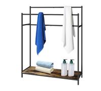 Relaxdays Porte-Serviettes sur Pied Style Industriel, 3 Barres, étagère, 100 x 82 x 29 cm, Noir/Marron