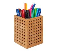 relaxdays Porte-stylo brun en bambou 9,0 x 9,0 x 11,0 cm