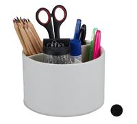 relaxdays Porte-stylo crème imitation cuir 3 compartiments 16,0 x 16,0 x 11,5 cm