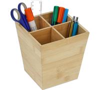 relaxdays Porte-stylos en bambou 4 compartiments