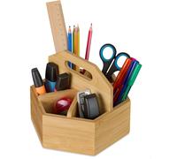 relaxdays Porte-stylos rotatif en bambou