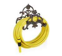 Relaxdays Porte tuyau arrosage support tuyau arrosage fonte fer HxlxP: 24 x 31,5 x 15 cm, bronze