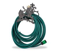 Relaxdays Porte Tuyau Chouette support pour tuyau jardin mural enrouleur nostalgique fonte HxlxP: 23 x 24 x 15 cm, gris