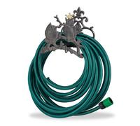 Relaxdays Porte Tuyau Chouette support pour tuyau jardin mural enrouleur nostalgique fonte HxlxP: 23 x 24 x 15 cm, gris