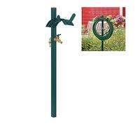 Relaxdays Porte-Tuyau d’arrosage avec Robinet, 2 adaptateurs 1/2" Inclus, Acier, Colonne d’Eau, HLP 107,5x25x18cm, Vert