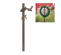 relaxdays Porte-Tuyau d’arrosage avec Robinet, 2 adaptateurs 1/2" Inclus, Acier, Colonne d’Eau, 107,5 cm de Haut, Brun