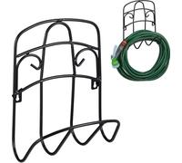 relaxdays Support Tuyau d’arrosage, Montage Mural, pour 38 m & 5/8", Enrouleur, dévidoir, métal, pour Le Jardin, Noir